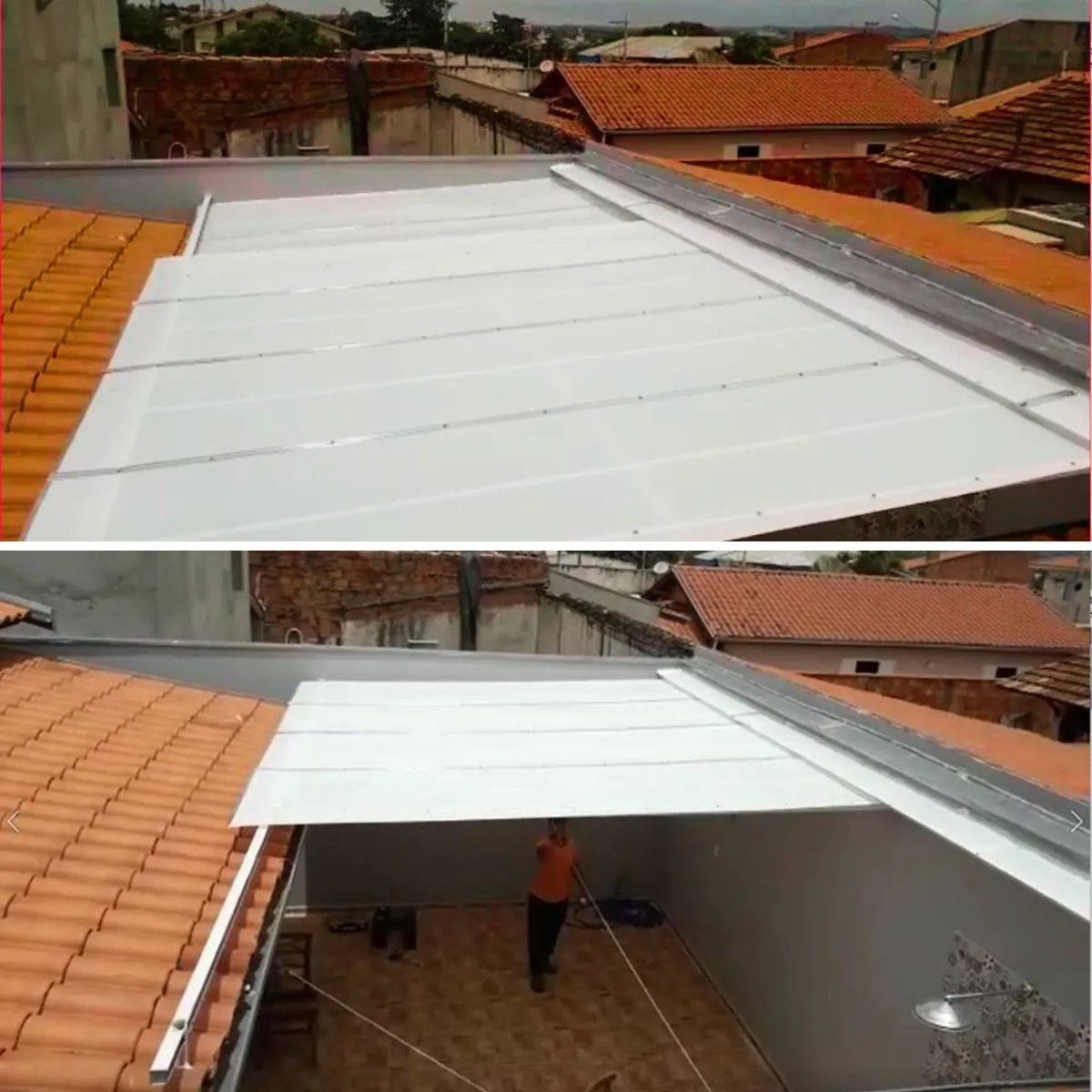 Reforma de Toldos e Coberturas em Aparecida, Bragança Paulista SP Reforma de Toldos e Coberturas em Aparecida, Bragança Paulista SP — Cobertura com estrutura metálica reforçada